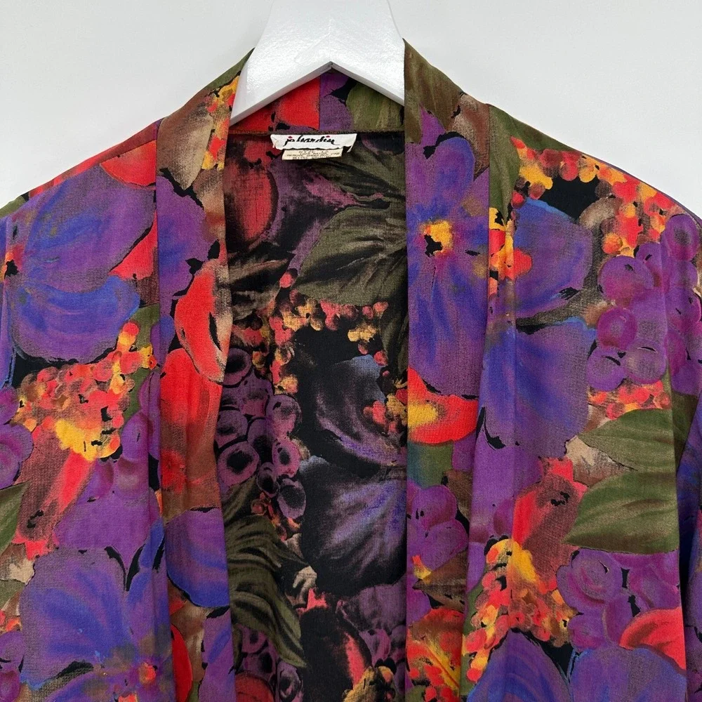 Vintage Jacket Kimono Top Size 16 Pockets‎ Long Sleeve XL 1X Garden Party USA